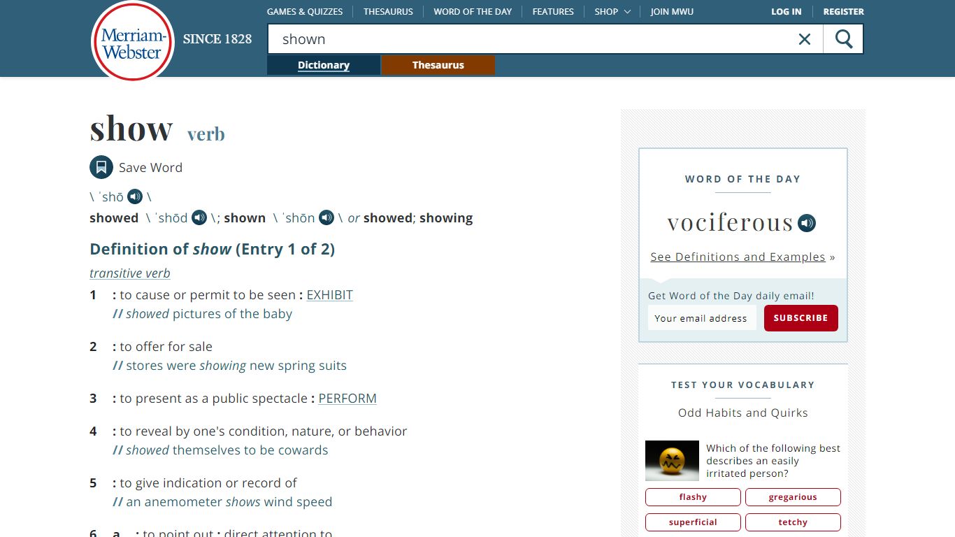 Shown Definition & Meaning - Merriam-Webster